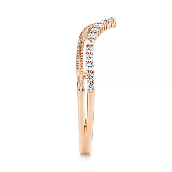 14k Rose Gold 14k Rose Gold V-shaped Diamond Wedding Band - Side View -  106189