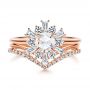 14k Rose Gold V-shaped Diamond Wedding Band - Top View -  106185 - Thumbnail