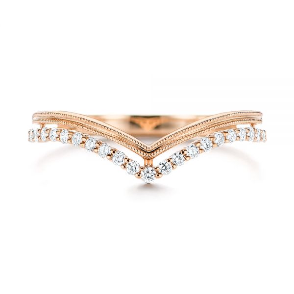 18k Rose Gold 18k Rose Gold V-shaped Diamond Wedding Band - Top View - 106189