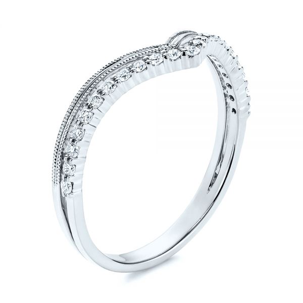  Platinum Platinum V-shaped Diamond Wedding Band - Three-Quarter View -  106185