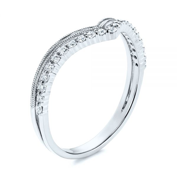 18k White Gold 18k White Gold V-shaped Diamond Wedding Band - Three-Quarter View -  106185