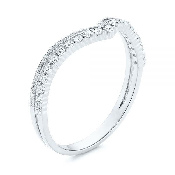 18k White Gold 18k White Gold V-shaped Diamond Wedding Band - Three-Quarter View -  106189