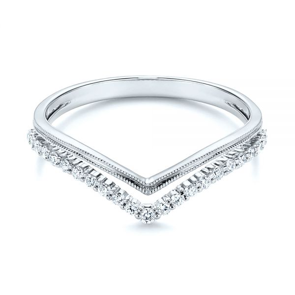 18k White Gold 18k White Gold V-shaped Diamond Wedding Band - Flat View - 106185
