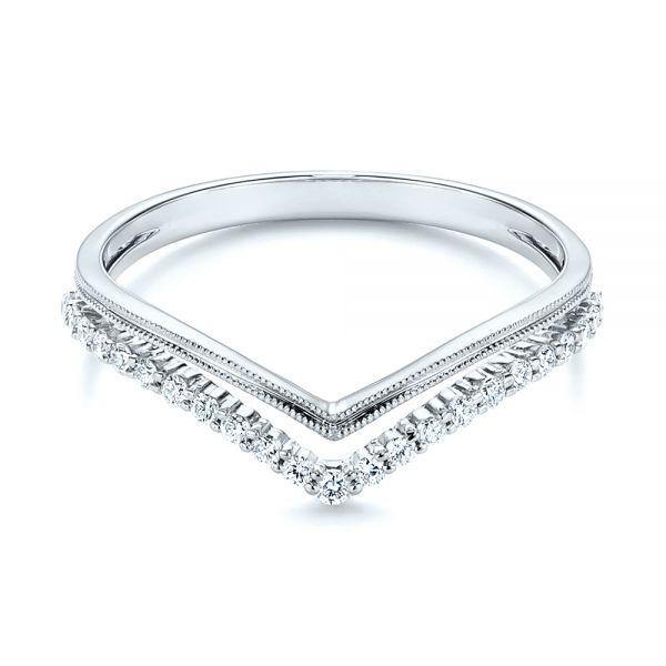 18k White Gold 18k White Gold V-shaped Diamond Wedding Band - Flat View -  106185