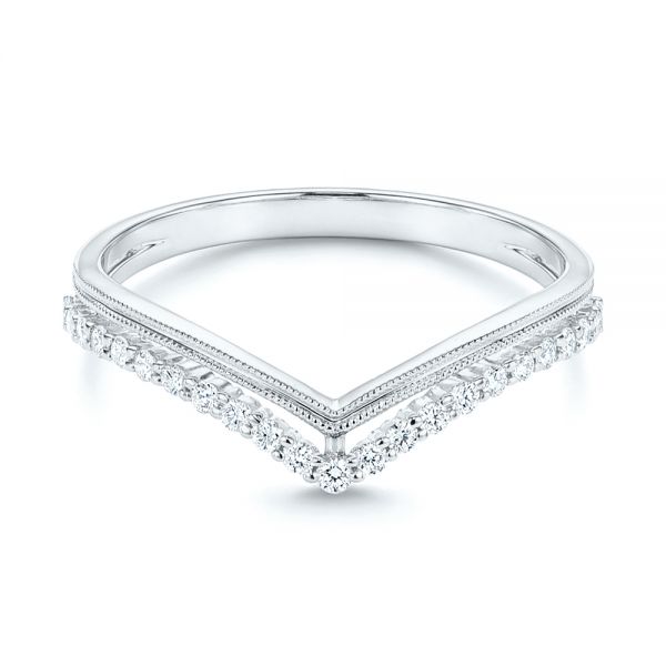 14k White Gold 14k White Gold V-shaped Diamond Wedding Band - Flat View -  106189