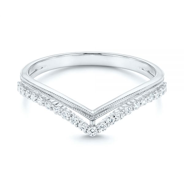 14k White Gold 14k White Gold V-shaped Diamond Wedding Band - Flat View - 106189