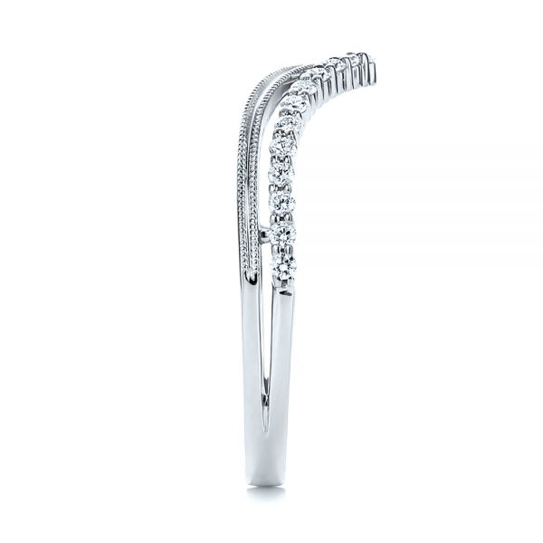 18k White Gold 18k White Gold V-shaped Diamond Wedding Band - Side View - 106185