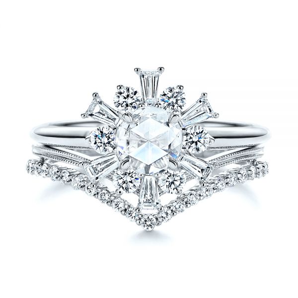  Platinum Platinum V-shaped Diamond Wedding Band - Top View -  106185