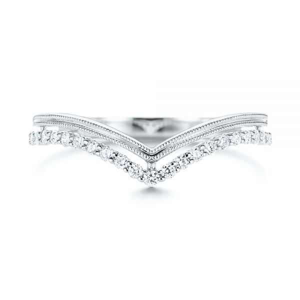  Platinum Platinum V-shaped Diamond Wedding Band - Top View -  106189
