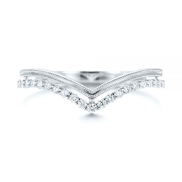 14k White Gold 14k White Gold V-shaped Diamond Wedding Band - Top View -  106189