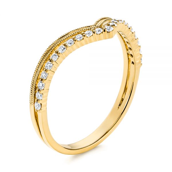 18k Yellow Gold 18k Yellow Gold V-shaped Diamond Wedding Band - Three-Quarter View -  106185