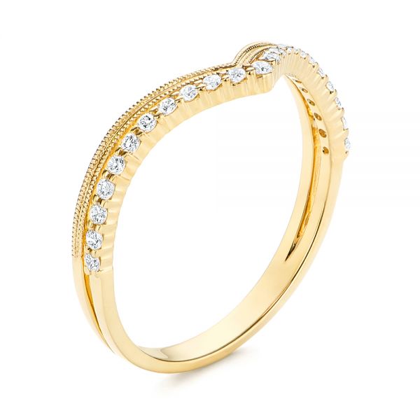 14k Yellow Gold 14k Yellow Gold V-shaped Diamond Wedding Band - Three-Quarter View -  106189