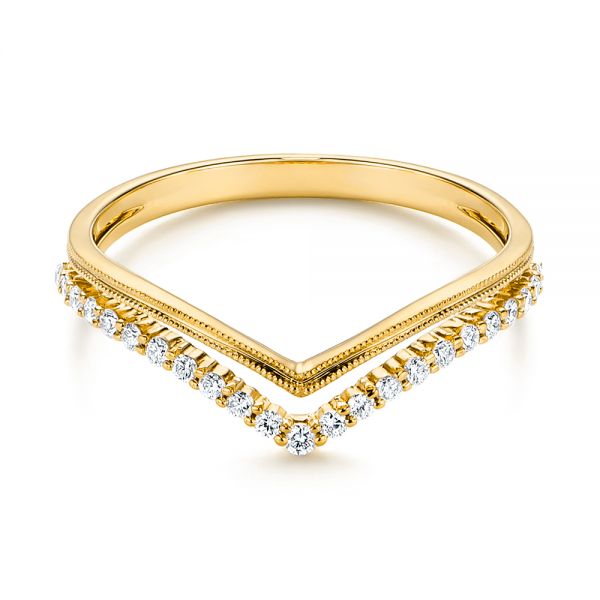 18k Yellow Gold 18k Yellow Gold V-shaped Diamond Wedding Band - Flat View -  106185