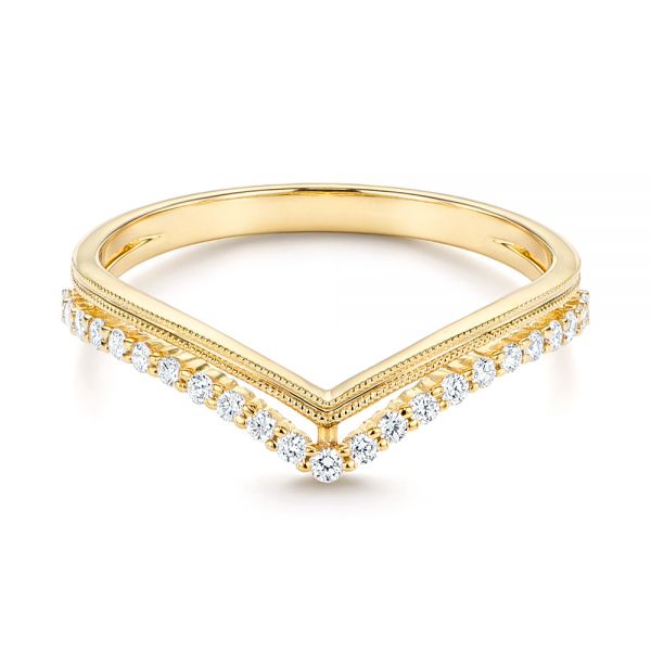 14k Yellow Gold 14k Yellow Gold V-shaped Diamond Wedding Band - Flat View - 106189