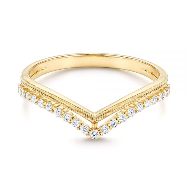 14k Yellow Gold 14k Yellow Gold V-shaped Diamond Wedding Band - Flat View -  106189