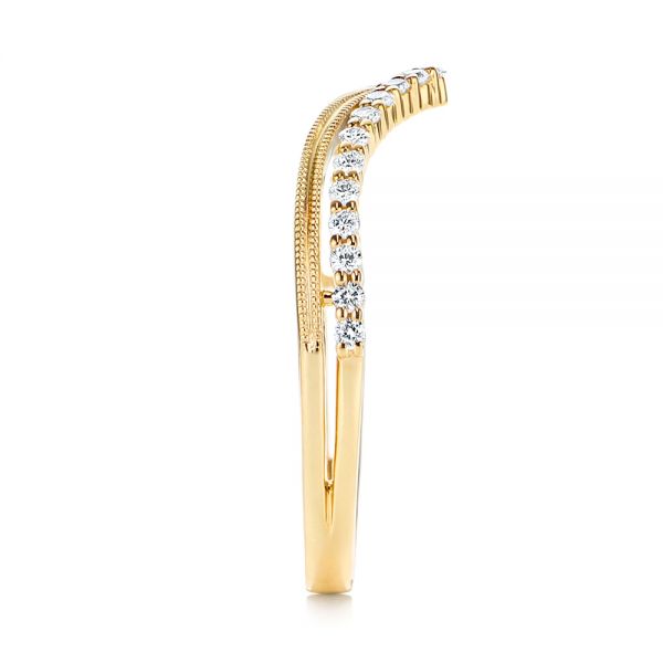 18k Yellow Gold 18k Yellow Gold V-shaped Diamond Wedding Band - Side View -  106189