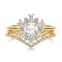 18k Yellow Gold 18k Yellow Gold V-shaped Diamond Wedding Band - Top View -  106185 - Thumbnail