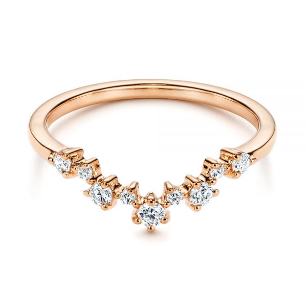 14k Rose Gold 14k Rose Gold V-shaped Diamond Wedding Ring - Flat View -  106187