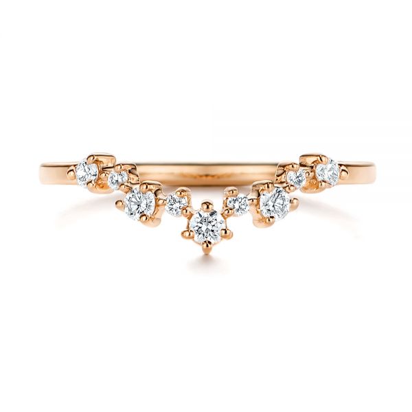 18k Rose Gold 18k Rose Gold V-shaped Diamond Wedding Ring - Top View -  106187
