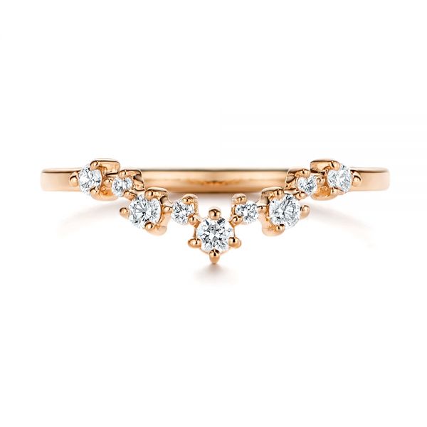 18k Rose Gold 18k Rose Gold V-shaped Diamond Wedding Ring - Top View - 106187