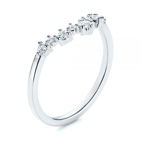18k White Gold 18k White Gold V-shaped Diamond Wedding Ring - Three-Quarter View -  106187