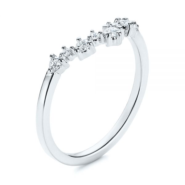  Platinum Platinum V-shaped Diamond Wedding Ring - Three-Quarter View -  106187