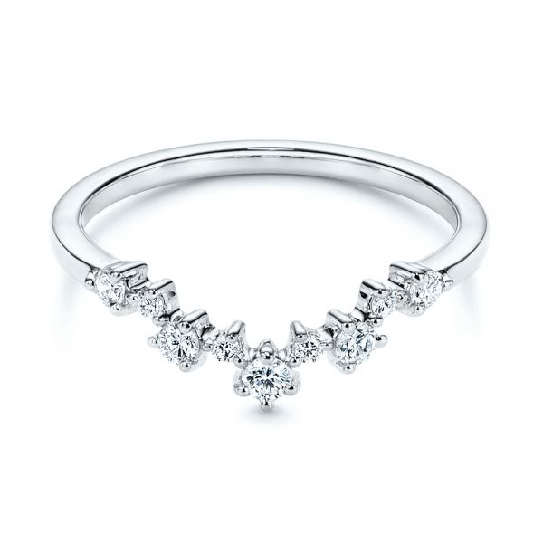 18k White Gold 18k White Gold V-shaped Diamond Wedding Ring - Flat View -  106187