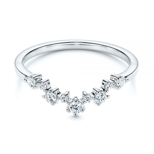 18k White Gold 18k White Gold V-shaped Diamond Wedding Ring - Flat View - 106187