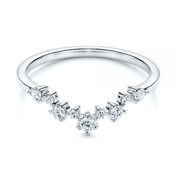  Platinum Platinum V-shaped Diamond Wedding Ring - Flat View -  106187