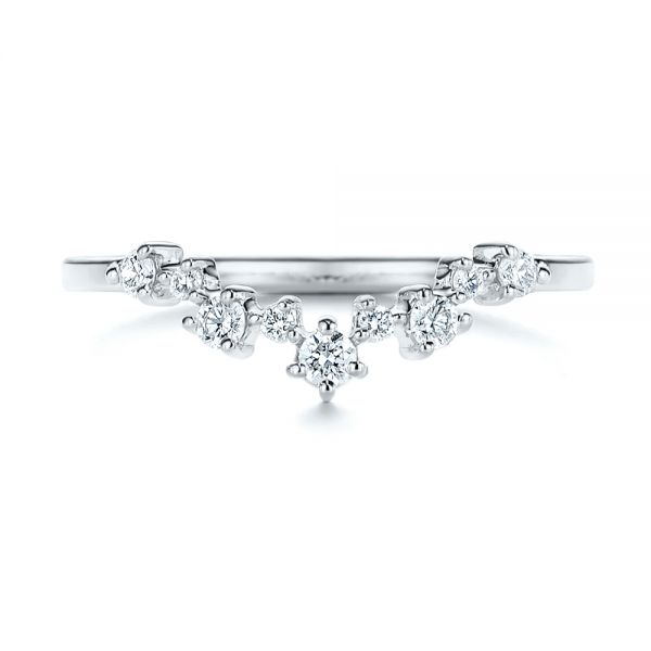 18k White Gold 18k White Gold V-shaped Diamond Wedding Ring - Top View -  106187