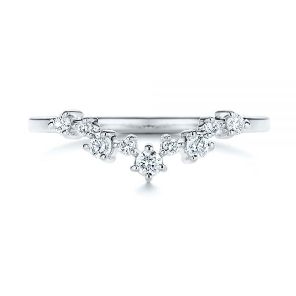 18k White Gold 18k White Gold V-shaped Diamond Wedding Ring - Top View - 106187