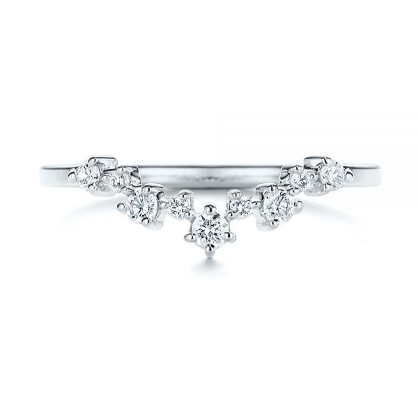  Platinum Platinum V-shaped Diamond Wedding Ring - Top View -  106187