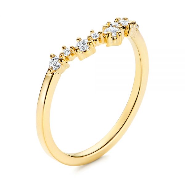14k Yellow Gold V-shaped Diamond Wedding Ring - Three-Quarter View -  106187