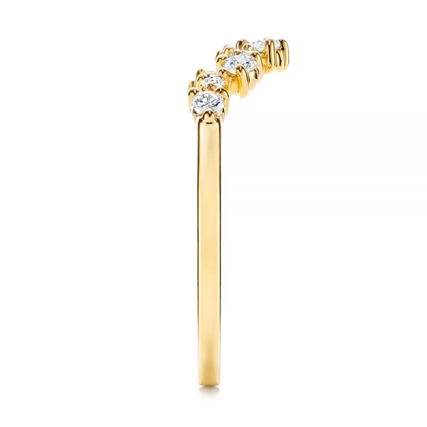 14k Yellow Gold V-shaped Diamond Wedding Ring - Side View - 106187