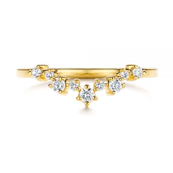 14k Yellow Gold V-shaped Diamond Wedding Ring - Top View -  106187
