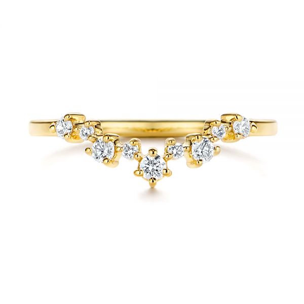 14k Yellow Gold V-shaped Diamond Wedding Ring - Top View - 106187