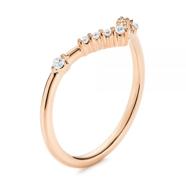 18k Rose Gold 18k Rose Gold V-shaped Women's Diamond Wedding Ring - Three-Quarter View -  106179