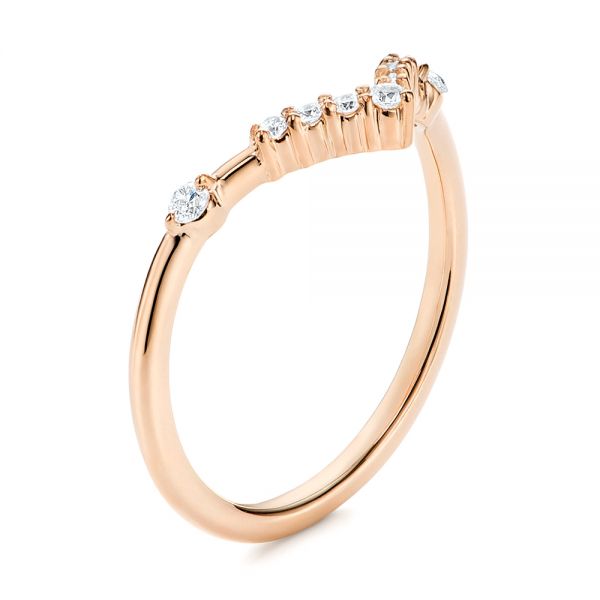 14k Rose Gold 14k Rose Gold V-shaped Women's Diamond Wedding Ring - Three-Quarter View -  106179