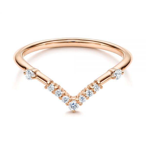 14k Rose Gold 14k Rose Gold V-shaped Women's Diamond Wedding Ring - Flat View - 106179