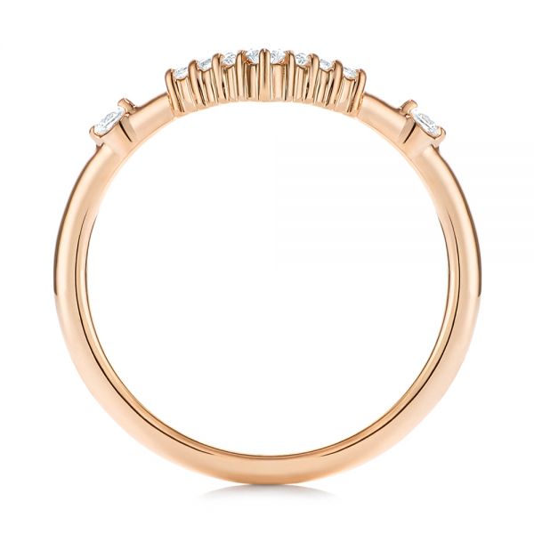 18k Rose Gold 18k Rose Gold V-shaped Women's Diamond Wedding Ring - Front View -  106179