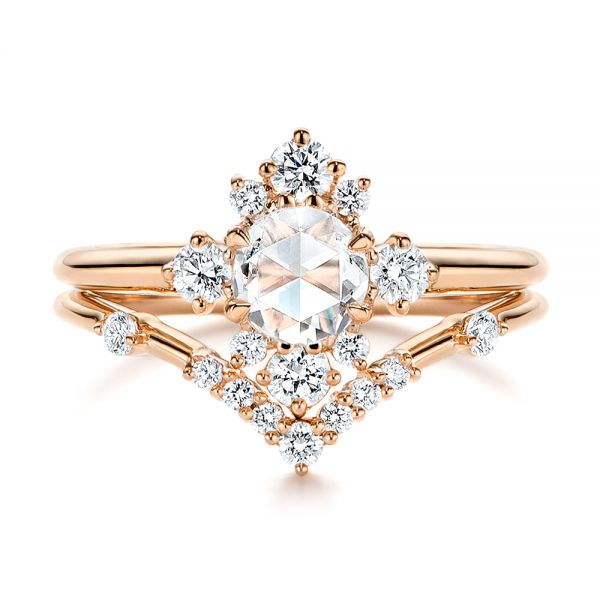 Rose Gold V Ring With Pear Shaped Diamond - Doron Merav