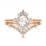 18k Rose Gold 18k Rose Gold V-shaped Women's Diamond Wedding Ring - Top View -  106179 - Thumbnail