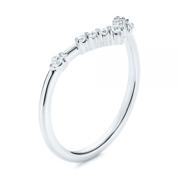 14k White Gold 14k White Gold V-shaped Women's Diamond Wedding Ring - Three-Quarter View -  106179