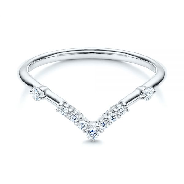 18k White Gold 18k White Gold V-shaped Women's Diamond Wedding Ring - Flat View -  106179