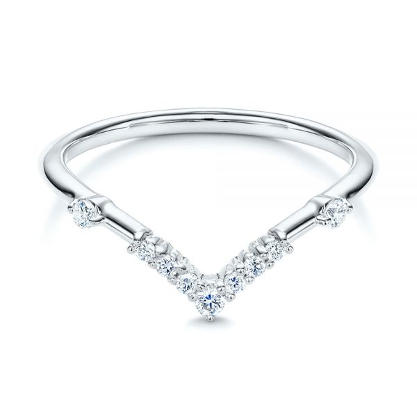 14k White Gold 14k White Gold V-shaped Women's Diamond Wedding Ring - Flat View - 106179