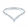 18k White Gold 18k White Gold V-shaped Women's Diamond Wedding Ring - Flat View -  106179 - Thumbnail