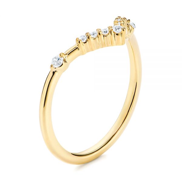 18k Yellow Gold 18k Yellow Gold V-shaped Women's Diamond Wedding Ring - Three-Quarter View -  106179