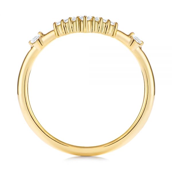 14k Yellow Gold V-shaped Women's Diamond Wedding Ring - Front View - 106179