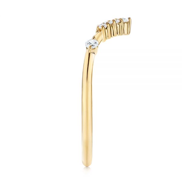 14k Yellow Gold V-shaped Women's Diamond Wedding Ring - Side View - 106179