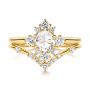 14k Yellow Gold V-shaped Women's Diamond Wedding Ring - Top View -  106179 - Thumbnail